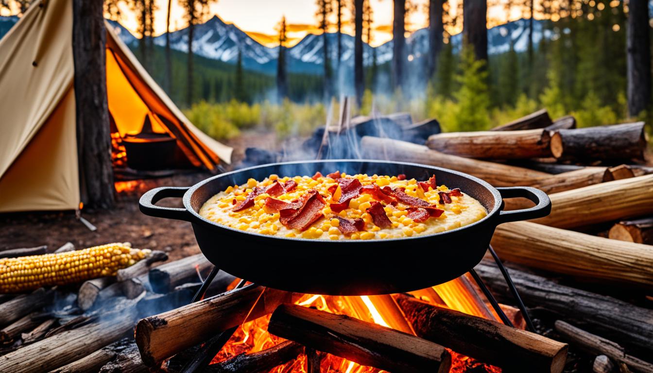 Campfire Recipe Bacon Cheddar Corn Pudding